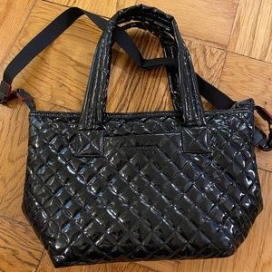 MZ Wallace Black Lacquer Medium Sutton Deluxe Crossbody Bag